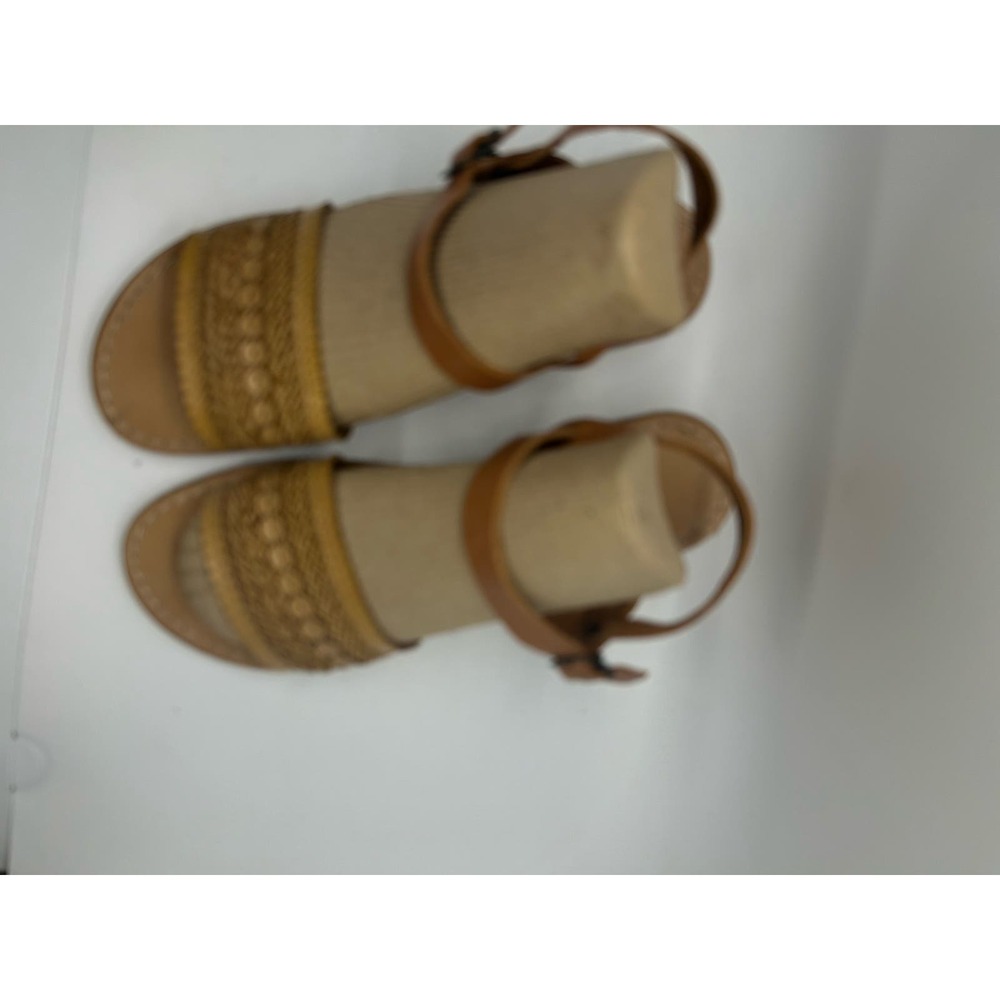 Mariella Made in Italy Boho Sandal neutral Tan Scalloped Edges Size 8